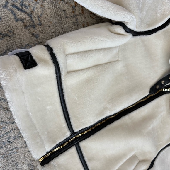 NEW Ann Taylor Weekend Shearling Moto Faux Leather Jacket XS Petite - Picture 6 of 15